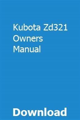 kubota zd321 owners manual pdf